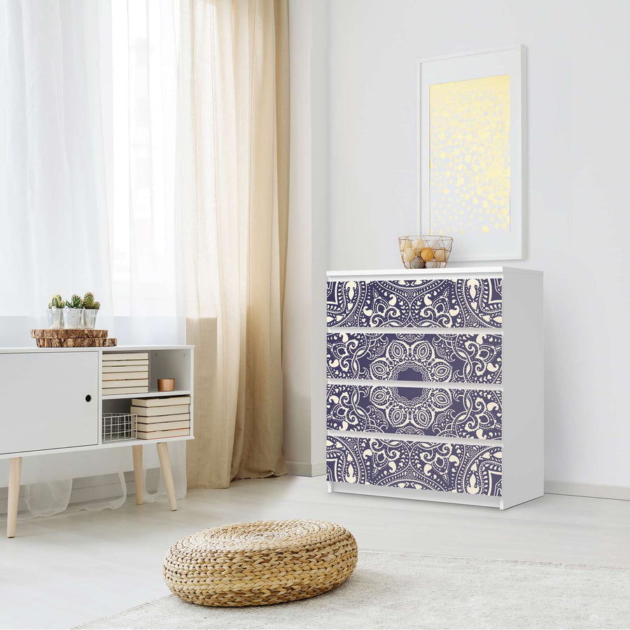 Folie für Möbel Blue Mandala - IKEA Malm Kommode 4 Schubladen - Schlafzimmer