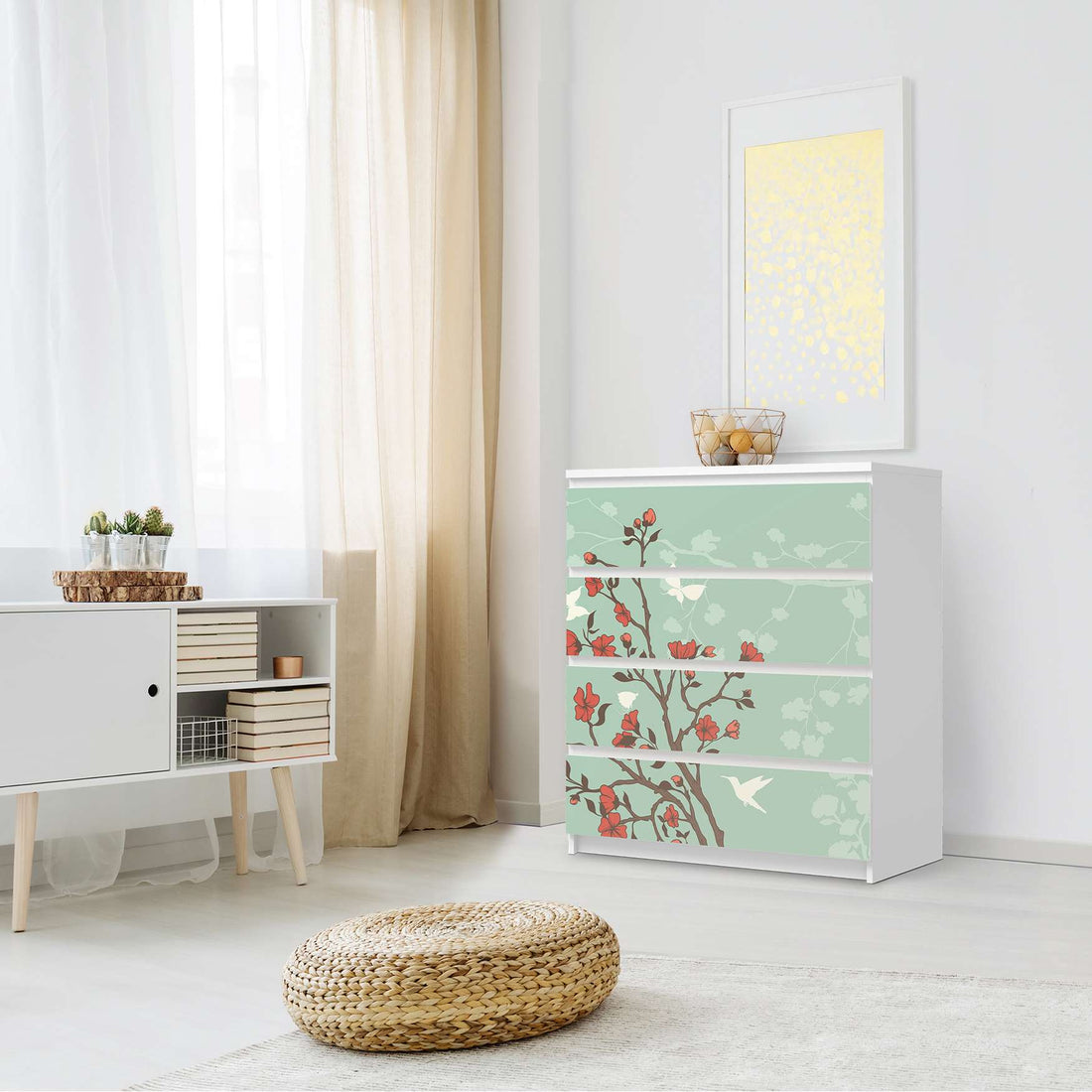 Folie für Möbel Blütenzauber - IKEA Malm Kommode 4 Schubladen - Schlafzimmer