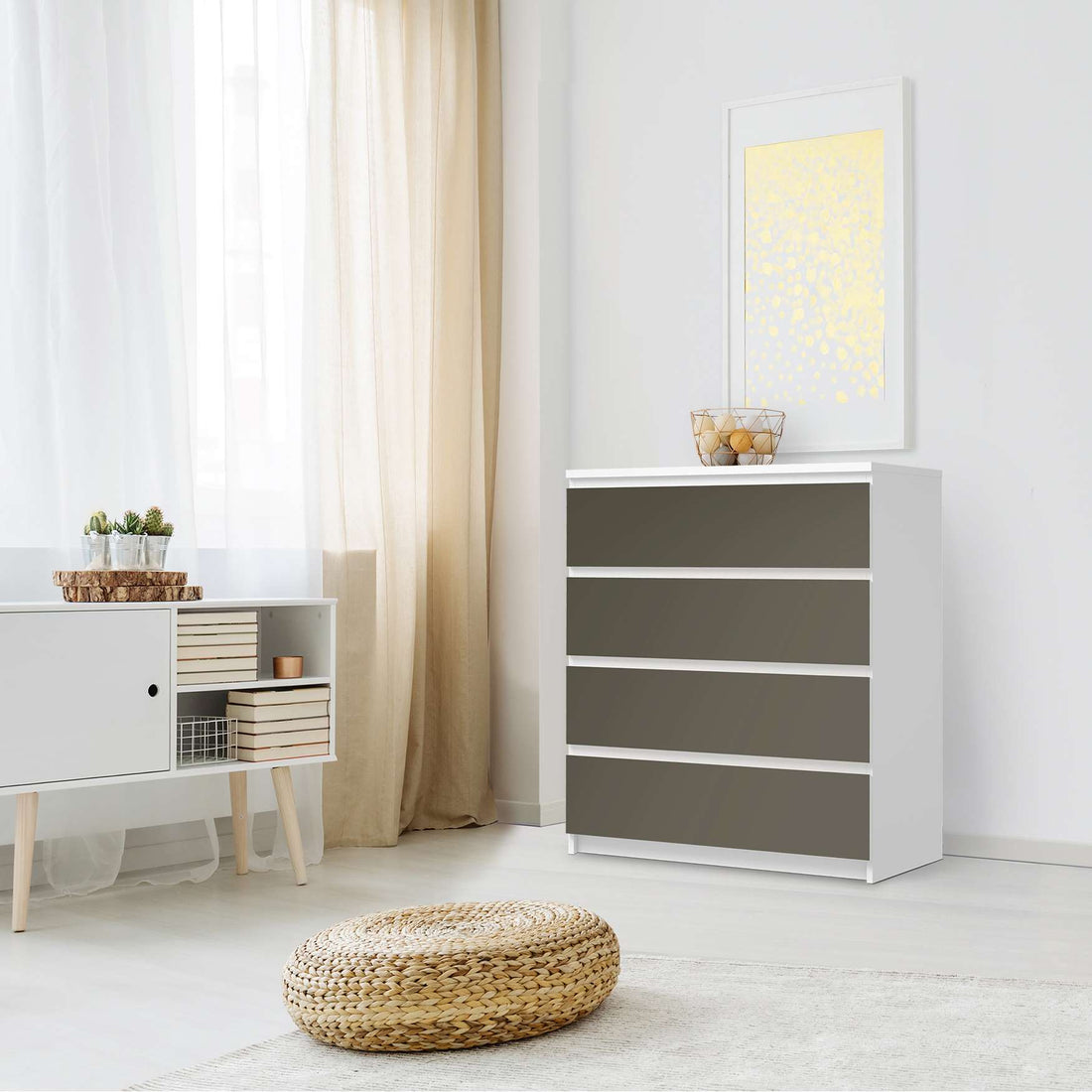 Folie für Möbel Braungrau Dark - IKEA Malm Kommode 4 Schubladen - Schlafzimmer