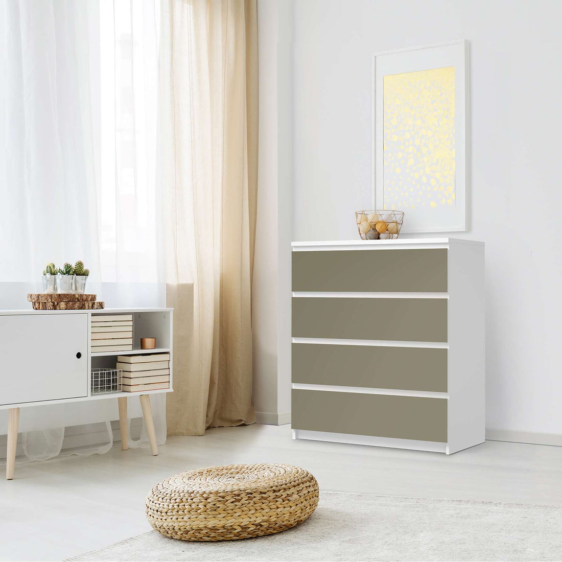 Folie für Möbel Braungrau Light - IKEA Malm Kommode 4 Schubladen - Schlafzimmer