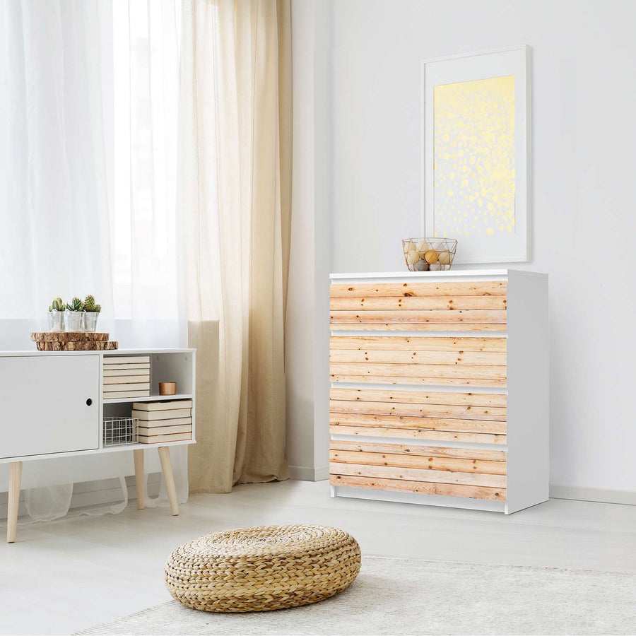 Folie für Möbel Bright Planks - IKEA Malm Kommode 4 Schubladen - Schlafzimmer