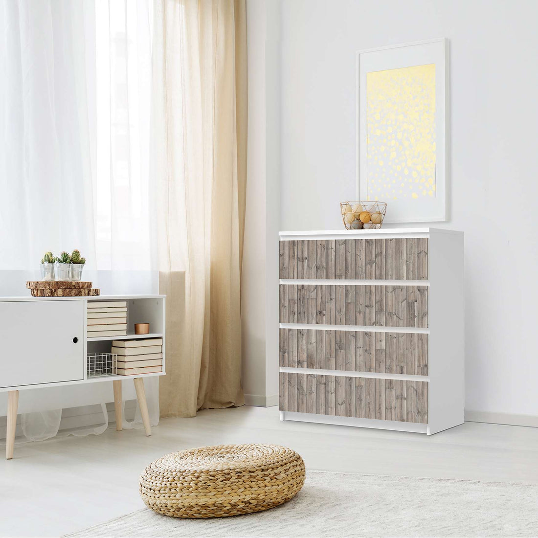 Folie für Möbel Dark washed - IKEA Malm Kommode 4 Schubladen - Schlafzimmer