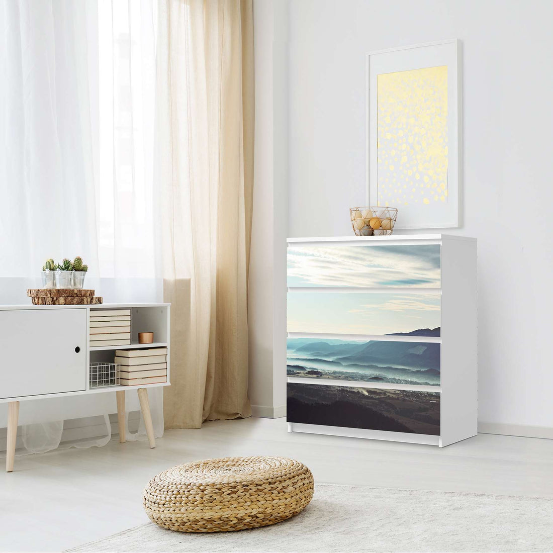 Folie für Möbel Fog Village - IKEA Malm Kommode 4 Schubladen - Schlafzimmer