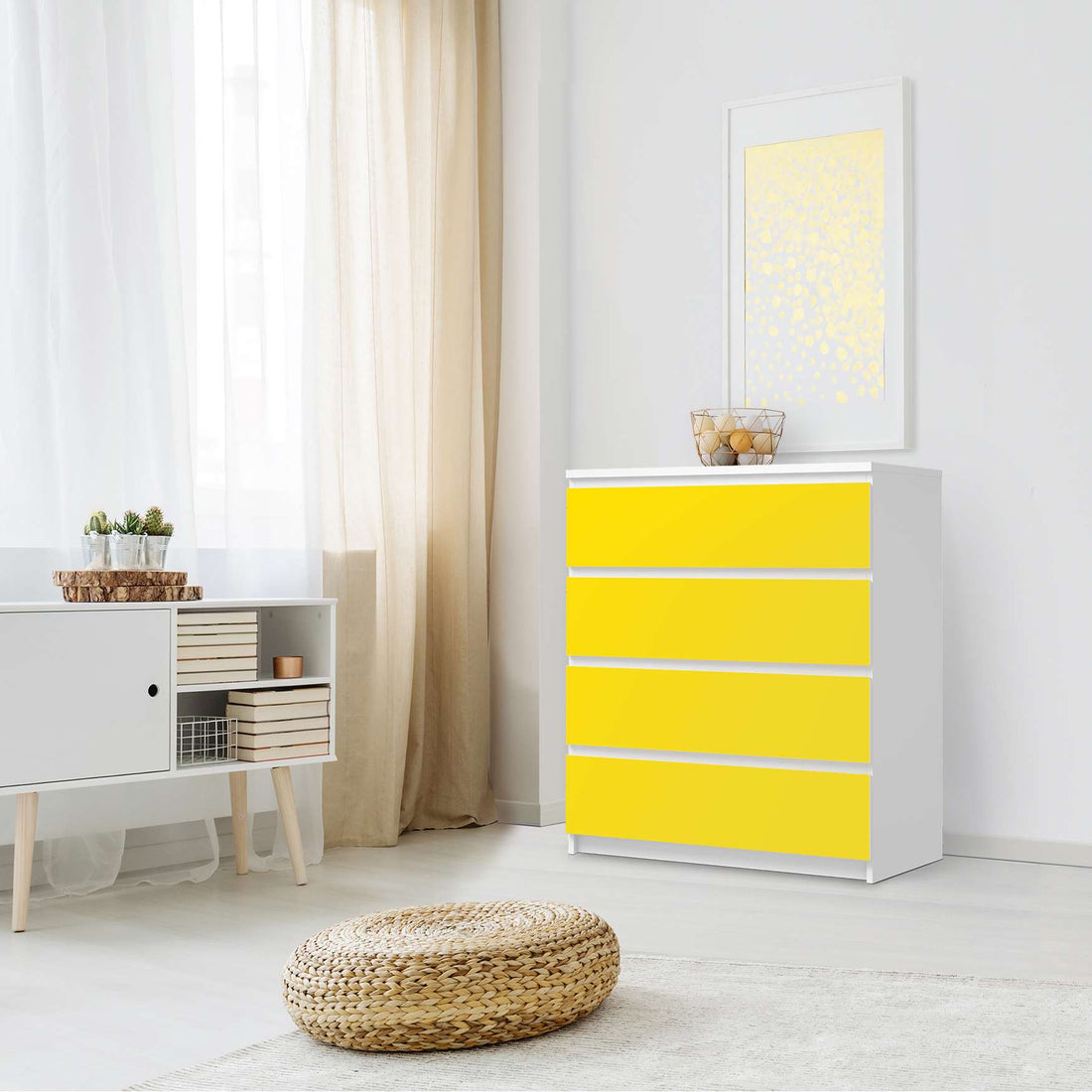 Folie für Möbel Gelb Dark - IKEA Malm Kommode 4 Schubladen - Schlafzimmer