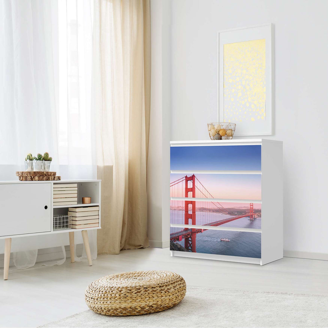 Folie für Möbel Golden Gate - IKEA Malm Kommode 4 Schubladen - Schlafzimmer
