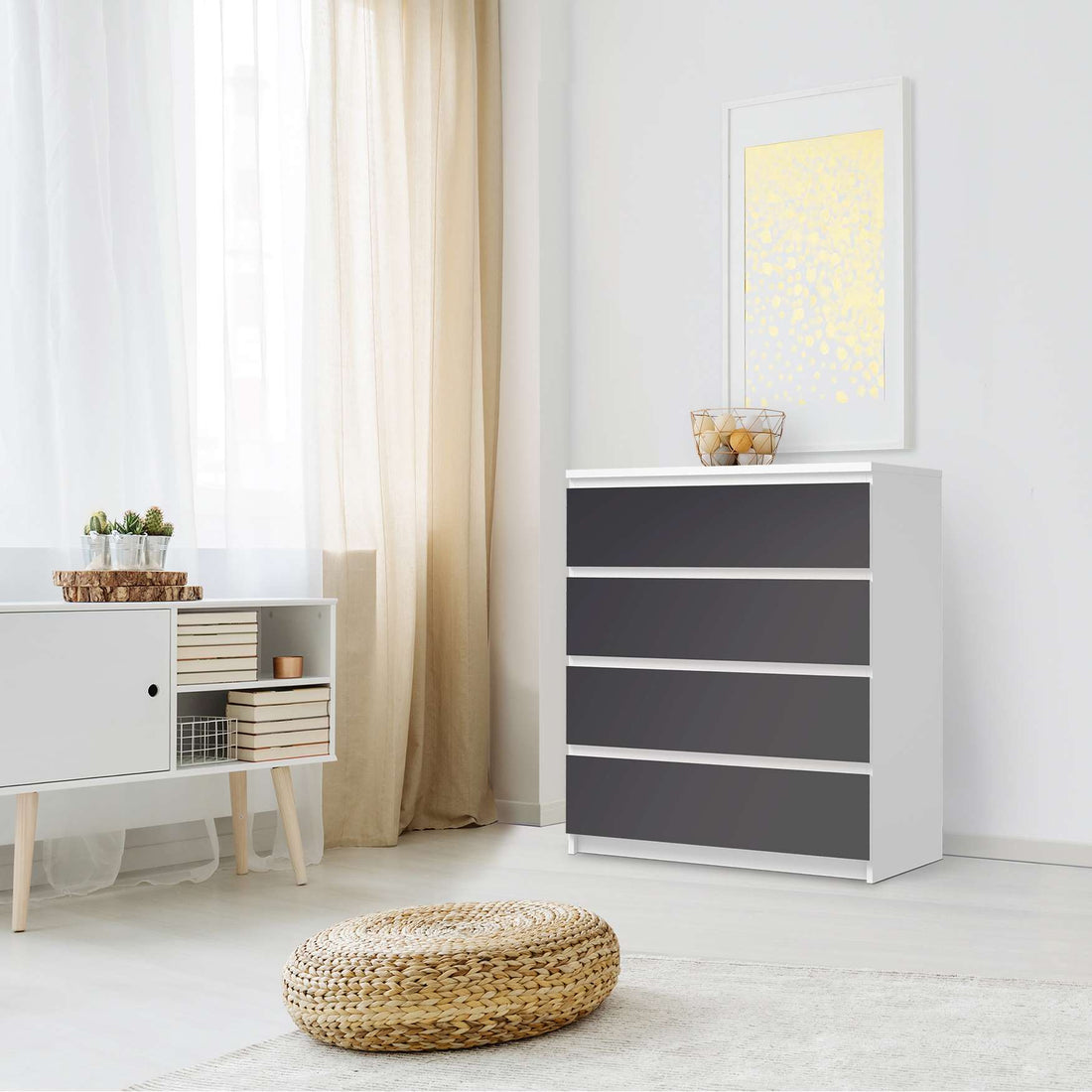 Folie für Möbel Grau Dark - IKEA Malm Kommode 4 Schubladen - Schlafzimmer