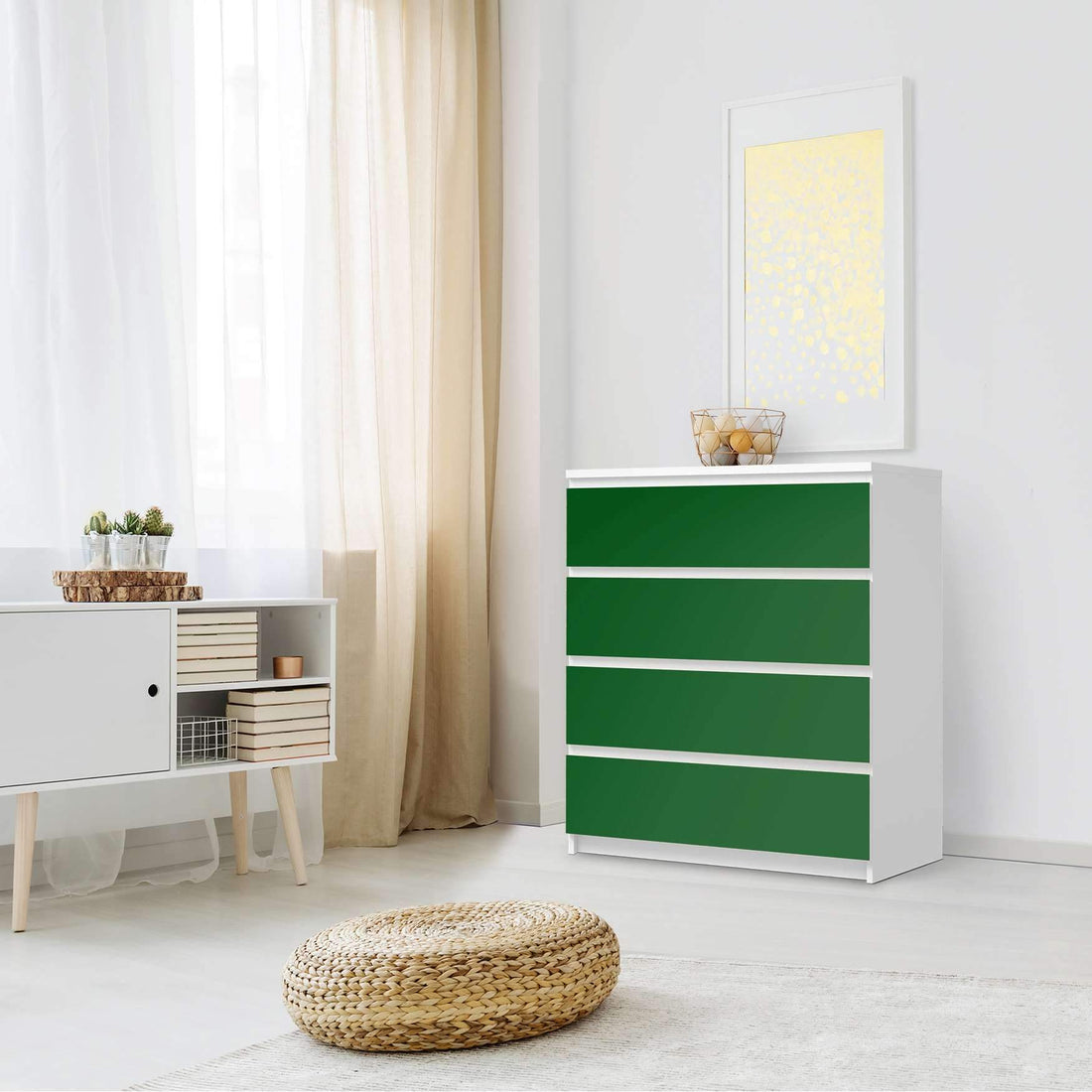 Folie für Möbel Grün Dark - IKEA Malm Kommode 4 Schubladen - Schlafzimmer