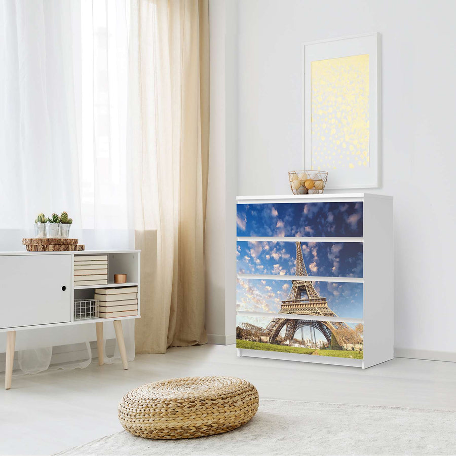 Folie für Möbel La Tour Eiffel - IKEA Malm Kommode 4 Schubladen - Schlafzimmer