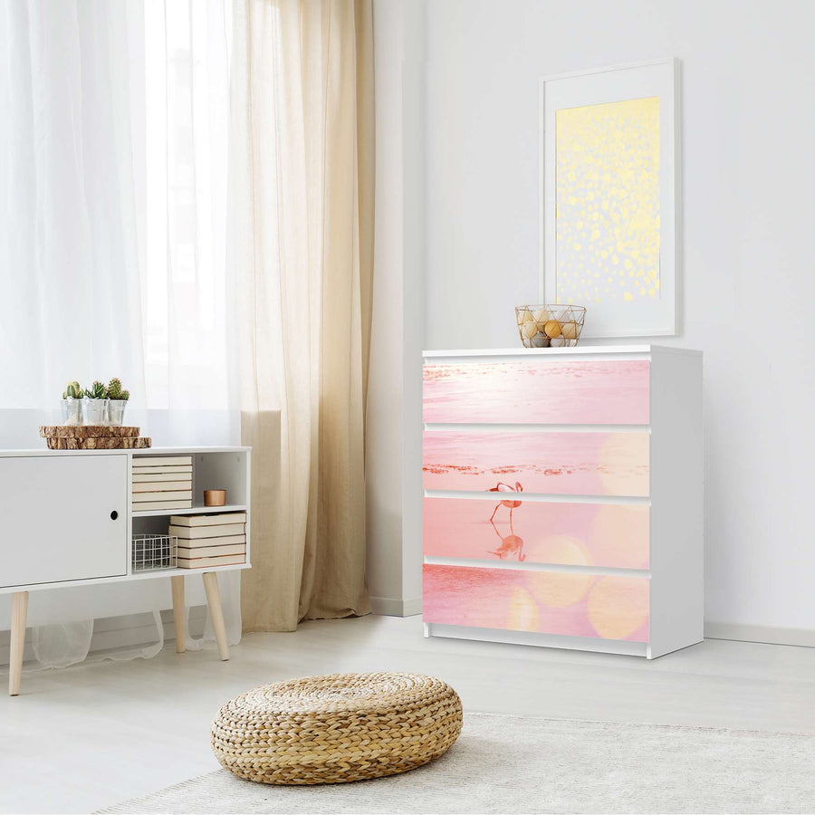 Folie für Möbel Mr. Flamingo - IKEA Malm Kommode 4 Schubladen - Schlafzimmer