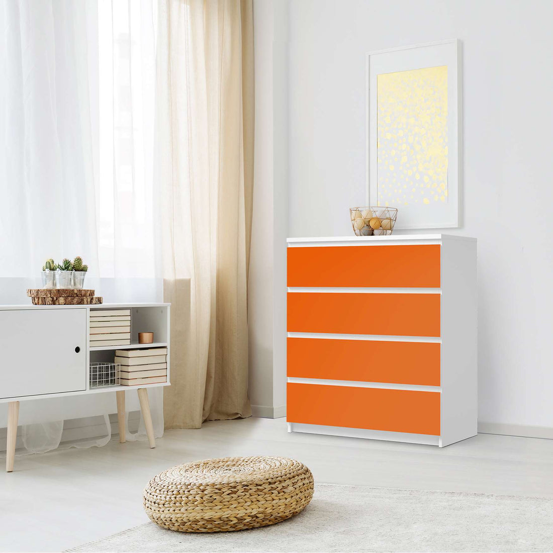 Folie für Möbel Orange Dark - IKEA Malm Kommode 4 Schubladen - Schlafzimmer
