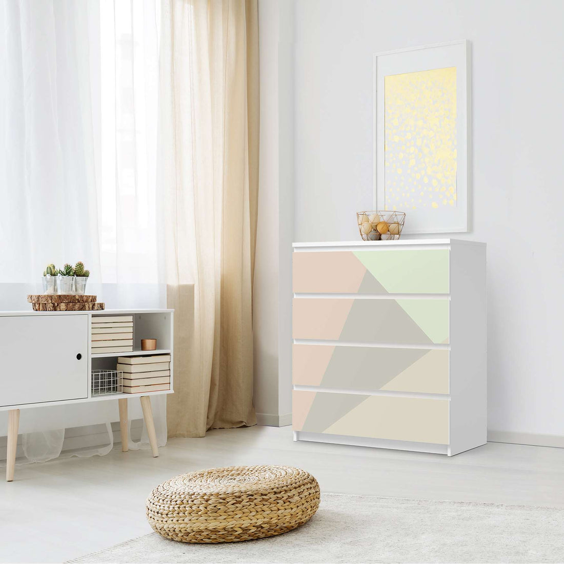 Folie für Möbel Pastell Geometrik - IKEA Malm Kommode 4 Schubladen - Schlafzimmer