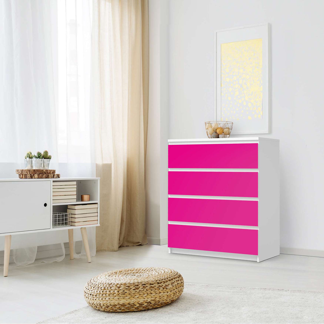 Folie für Möbel Pink Dark - IKEA Malm Kommode 4 Schubladen - Schlafzimmer