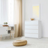 Folie für Möbel Retro Pattern - Blau - IKEA Malm Kommode 4 Schubladen - Schlafzimmer