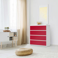Folie für Möbel Rot Dark - IKEA Malm Kommode 4 Schubladen - Schlafzimmer