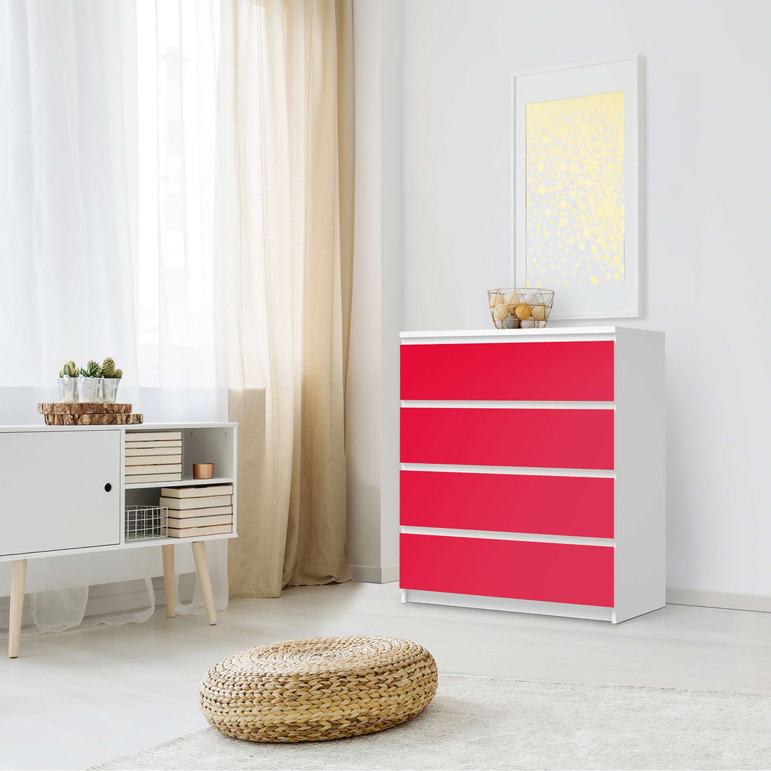 Folie für Möbel Rot Light - IKEA Malm Kommode 4 Schubladen - Schlafzimmer
