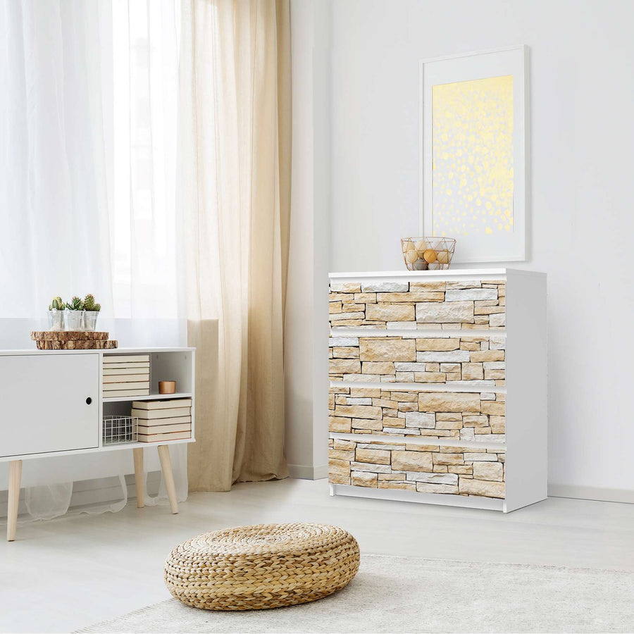 Folie für Möbel Sandstein - IKEA Malm Kommode 4 Schubladen - Schlafzimmer