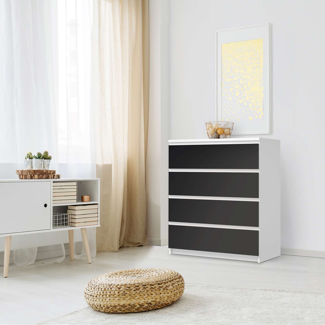 Folie für Möbel Schwarz - IKEA Malm Kommode 4 Schubladen - Schlafzimmer