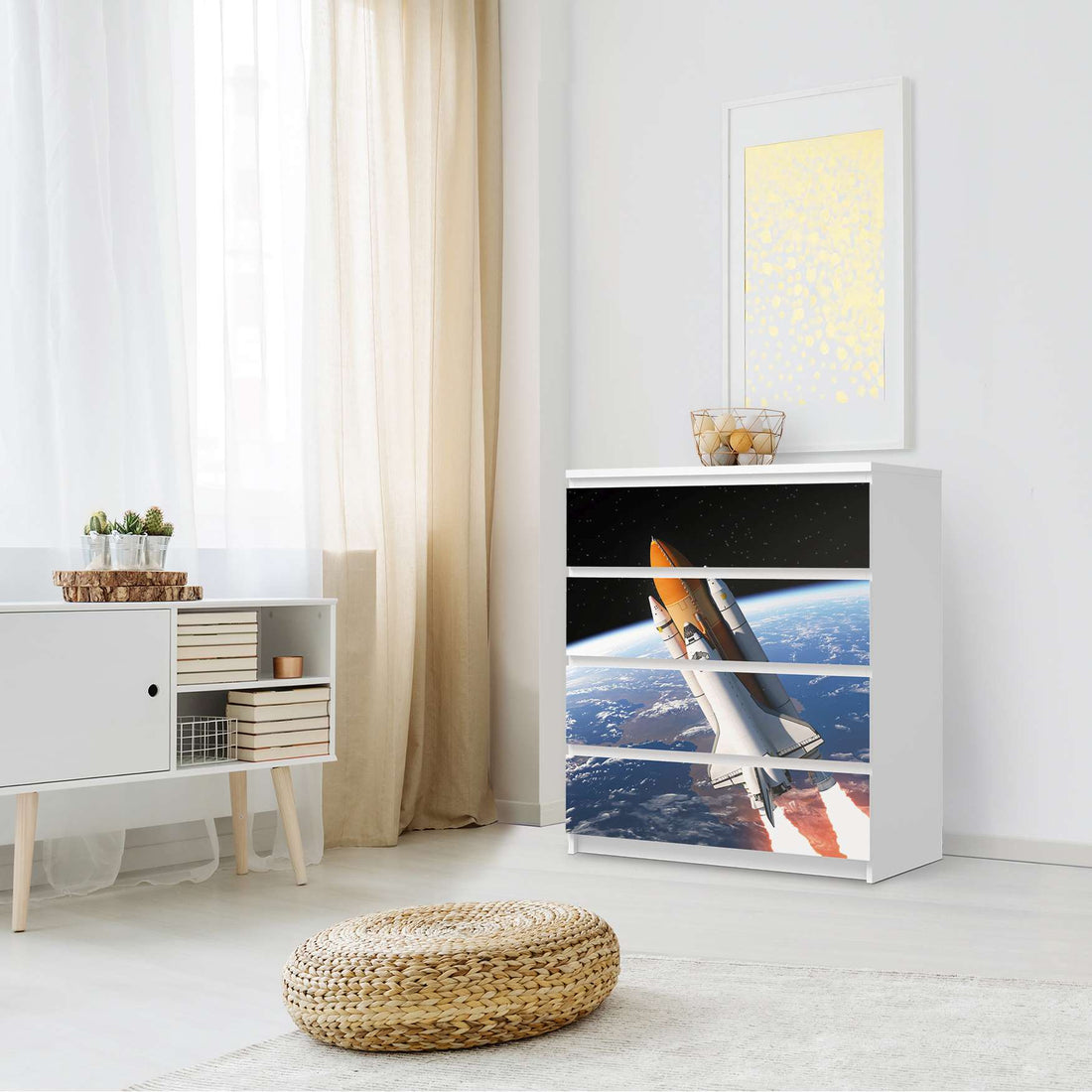 Folie für Möbel Space Traveller - IKEA Malm Kommode 4 Schubladen - Schlafzimmer