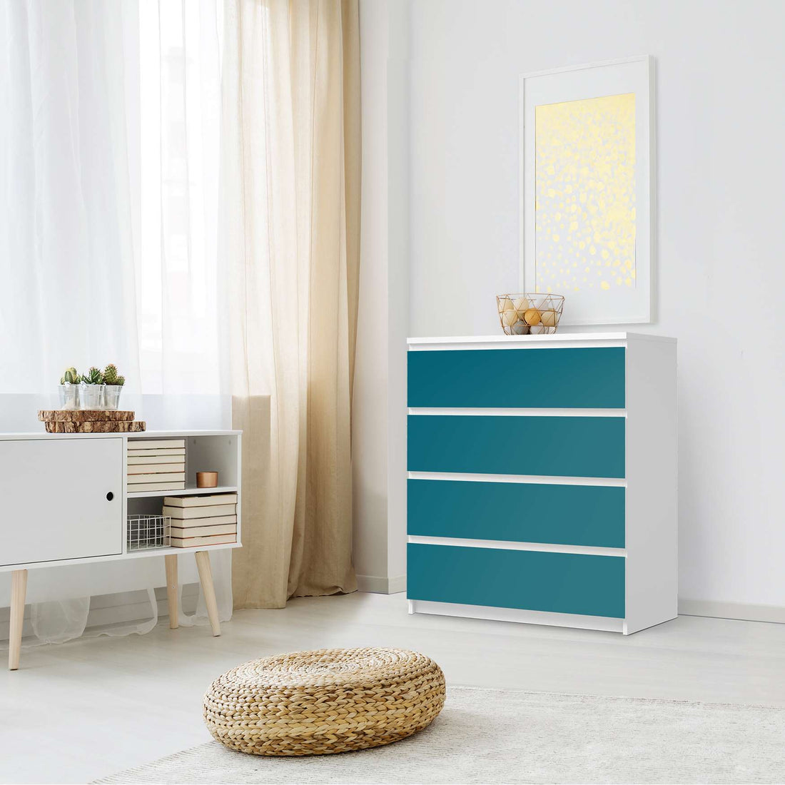 Folie für Möbel Türkisgrün Dark - IKEA Malm Kommode 4 Schubladen - Schlafzimmer