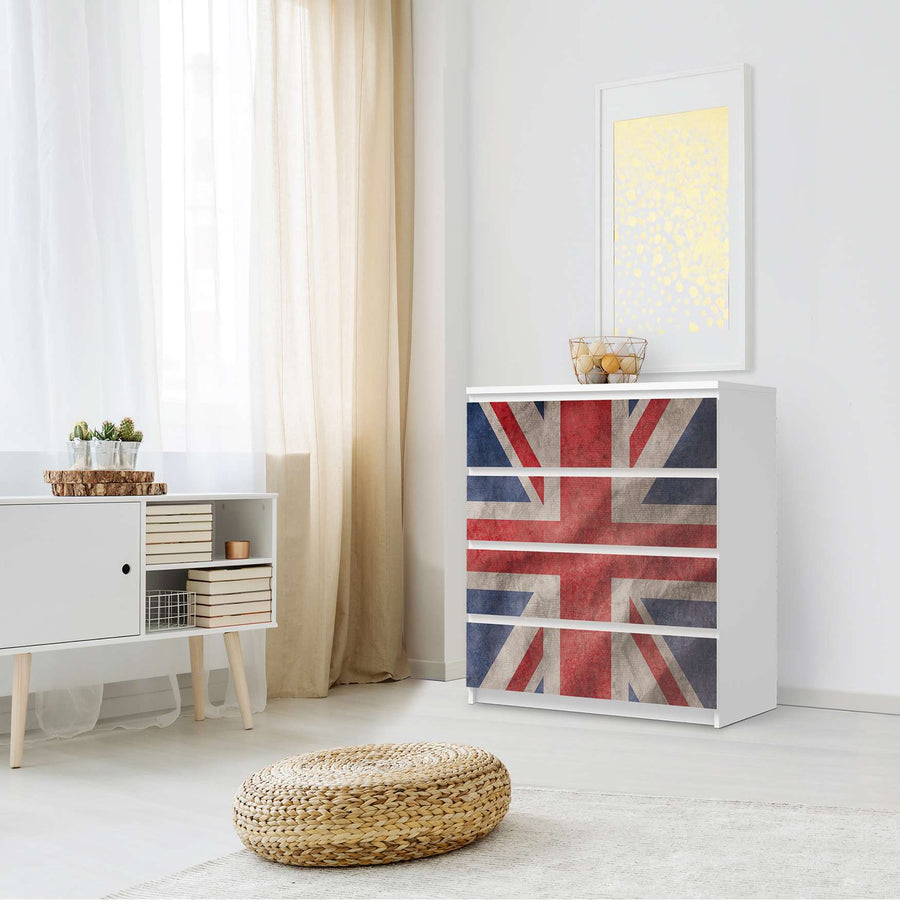 Folie für Möbel Union Jack - IKEA Malm Kommode 4 Schubladen - Schlafzimmer