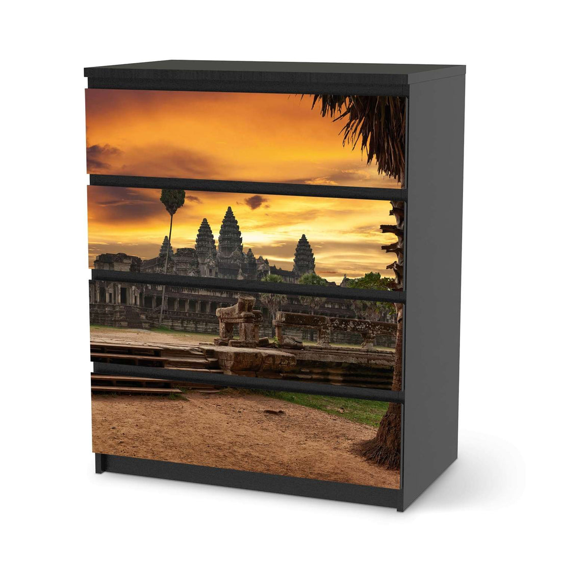 Folie für Möbel Angkor Wat - IKEA Malm Kommode 4 Schubladen - schwarz