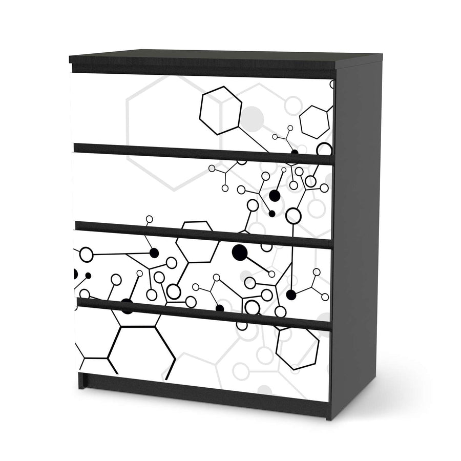 Folie für Möbel Atomic 1 - IKEA Malm Kommode 4 Schubladen - schwarz