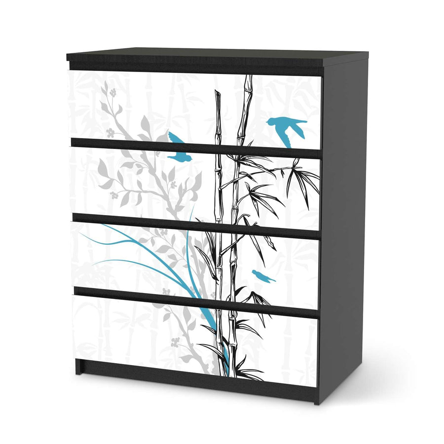 Folie für Möbel Bamboo 1 - IKEA Malm Kommode 4 Schubladen - schwarz