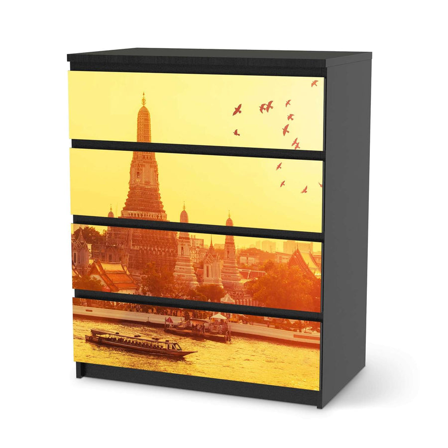 Folie für Möbel Bangkok Sunset - IKEA Malm Kommode 4 Schubladen - schwarz