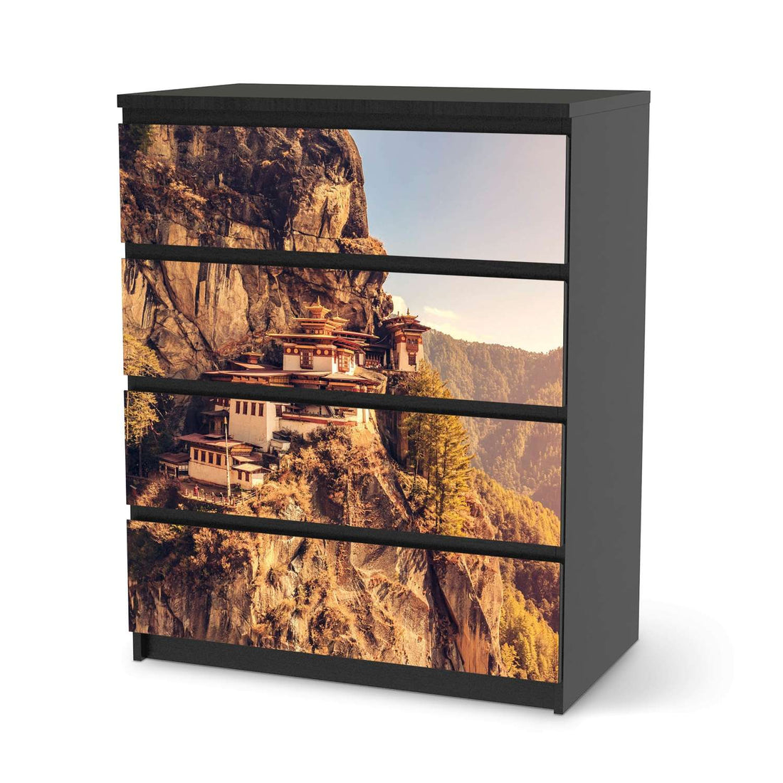 Folie für Möbel Bhutans Paradise - IKEA Malm Kommode 4 Schubladen - schwarz
