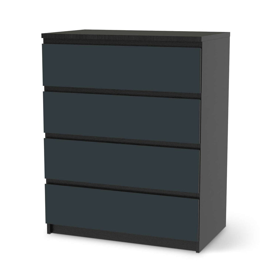 Folie für Möbel Blaugrau Dark - IKEA Malm Kommode 4 Schubladen - schwarz