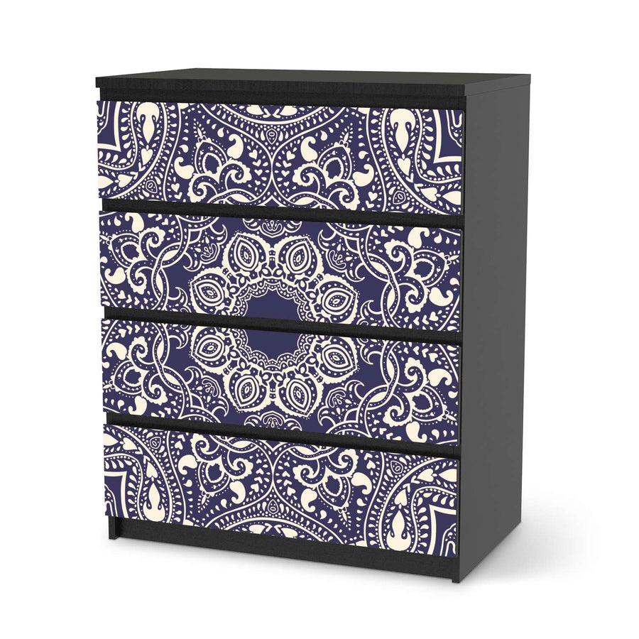 Folie für Möbel Blue Mandala - IKEA Malm Kommode 4 Schubladen - schwarz