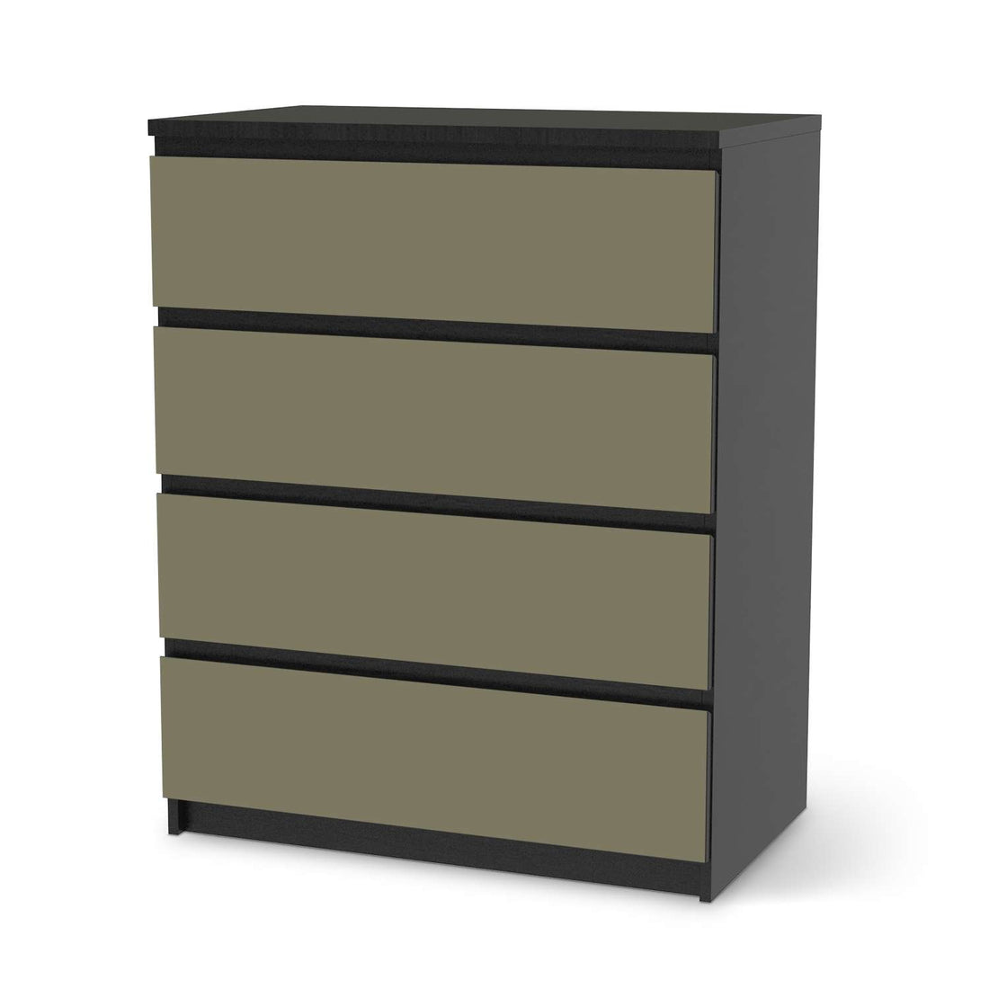 Folie für Möbel Braungrau Light - IKEA Malm Kommode 4 Schubladen - schwarz
