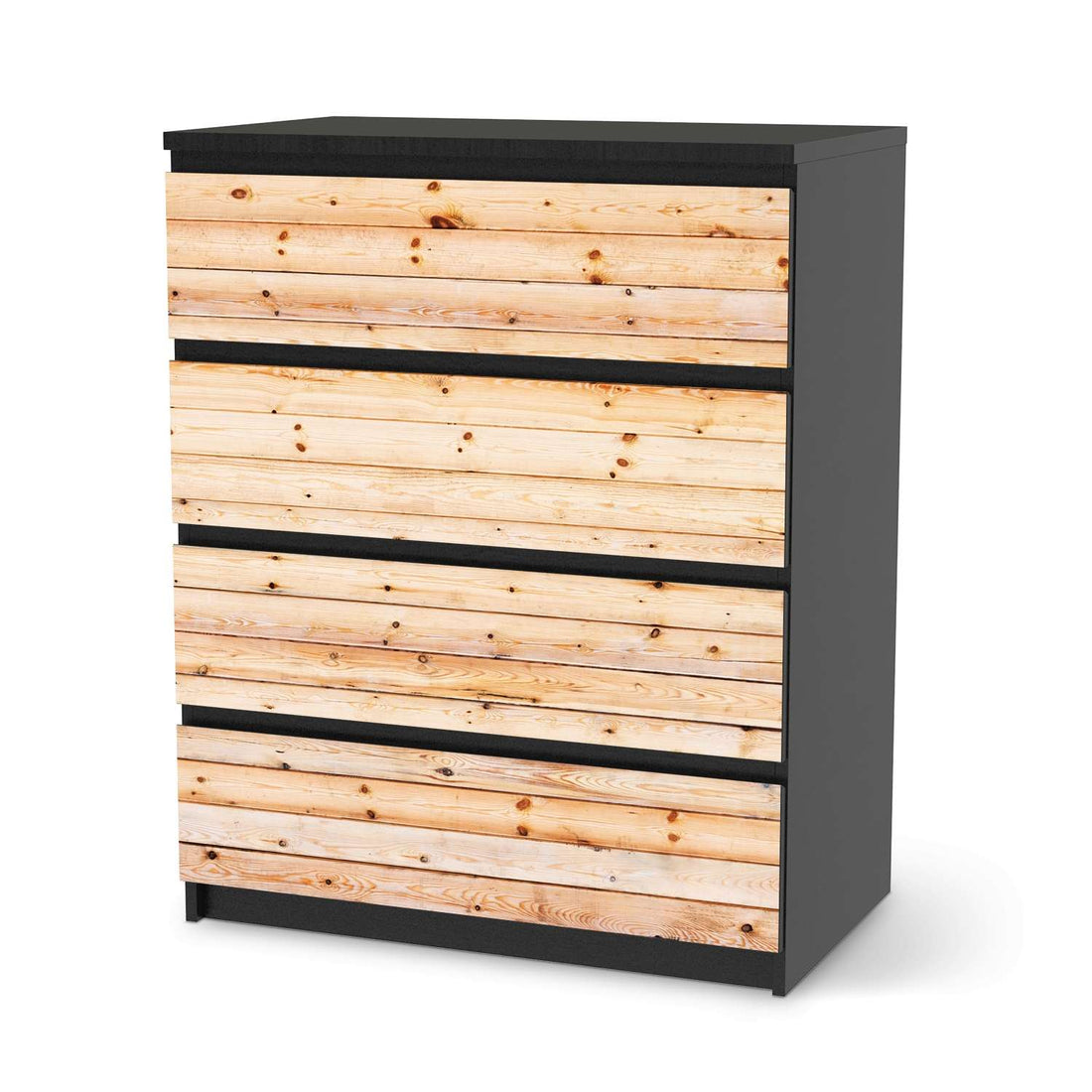 Folie für Möbel Bright Planks - IKEA Malm Kommode 4 Schubladen - schwarz
