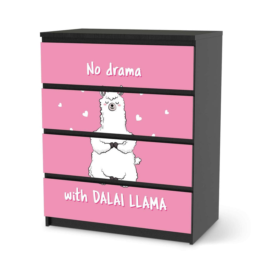 Folie für Möbel Dalai Llama - IKEA Malm Kommode 4 Schubladen - schwarz
