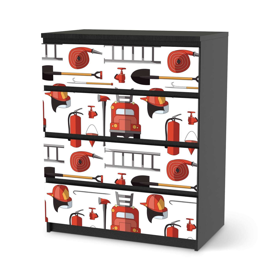 Folie für Möbel Firefighter - IKEA Malm Kommode 4 Schubladen - schwarz