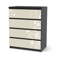 Folie für Möbel Florals Plain 3 - IKEA Malm Kommode 4 Schubladen - schwarz