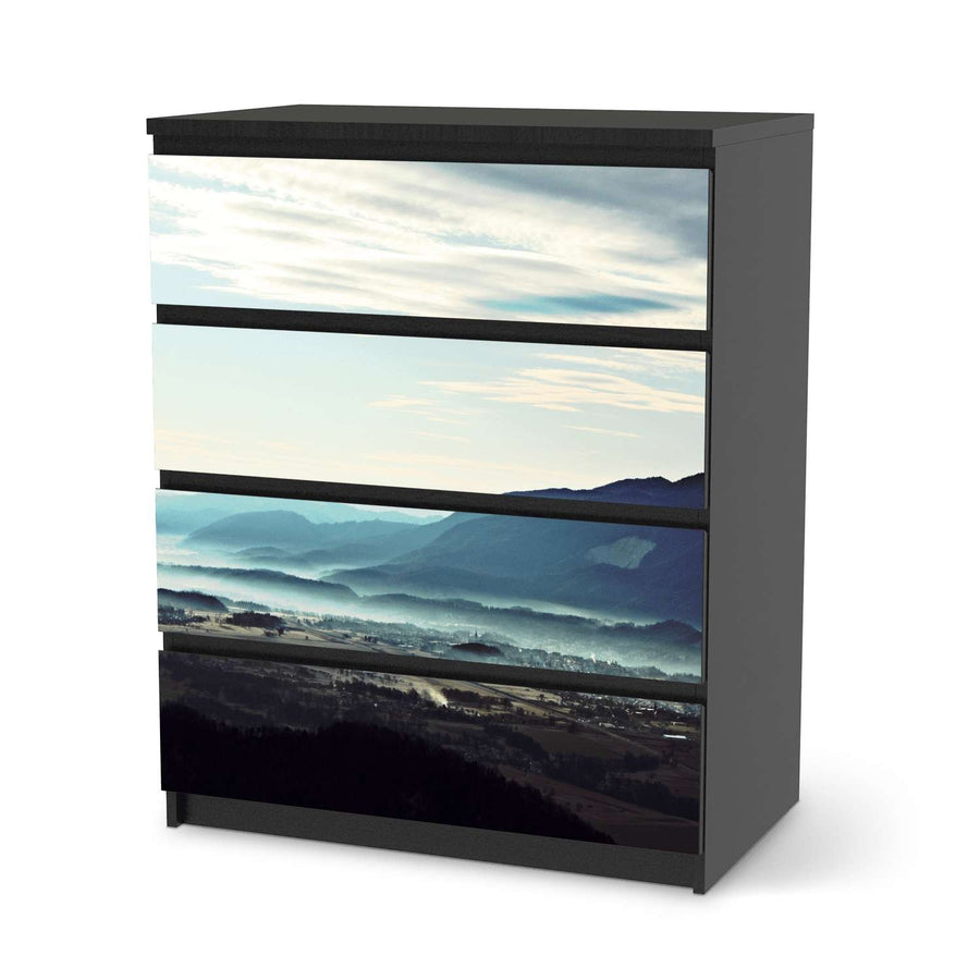 Folie für Möbel Fog Village - IKEA Malm Kommode 4 Schubladen - schwarz