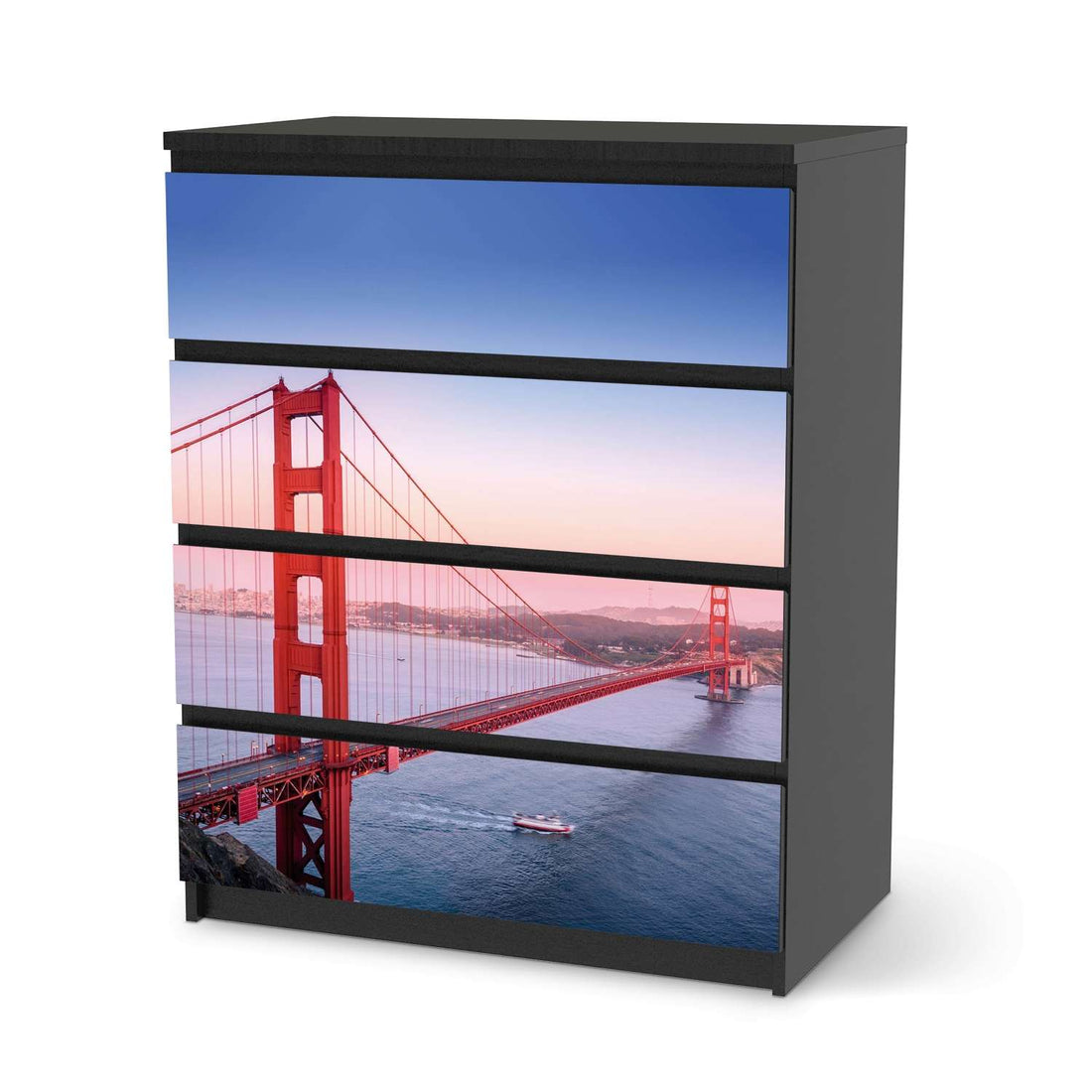 Folie für Möbel Golden Gate - IKEA Malm Kommode 4 Schubladen - schwarz