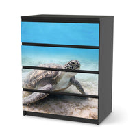 Folie für Möbel Green Sea Turtle - IKEA Malm Kommode 4 Schubladen - schwarz