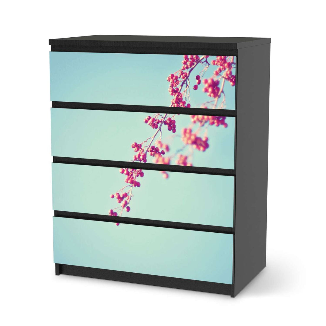 Folie für Möbel Ikebana für Anfänger - IKEA Malm Kommode 4 Schubladen - schwarz