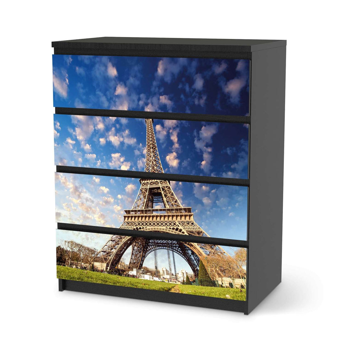 Folie für Möbel La Tour Eiffel - IKEA Malm Kommode 4 Schubladen - schwarz