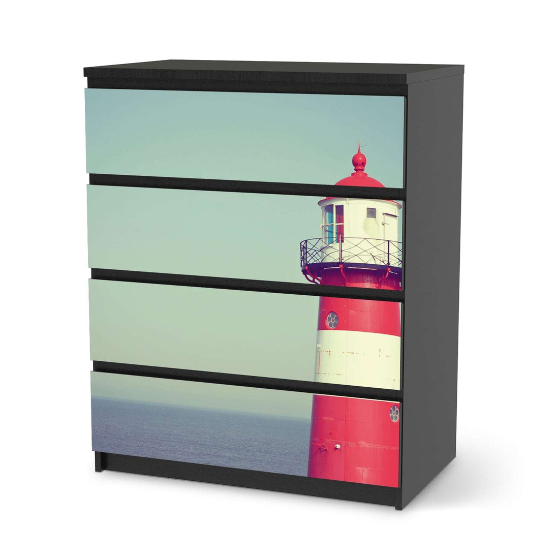 Folie für Möbel Leuchtturm - IKEA Malm Kommode 4 Schubladen - schwarz