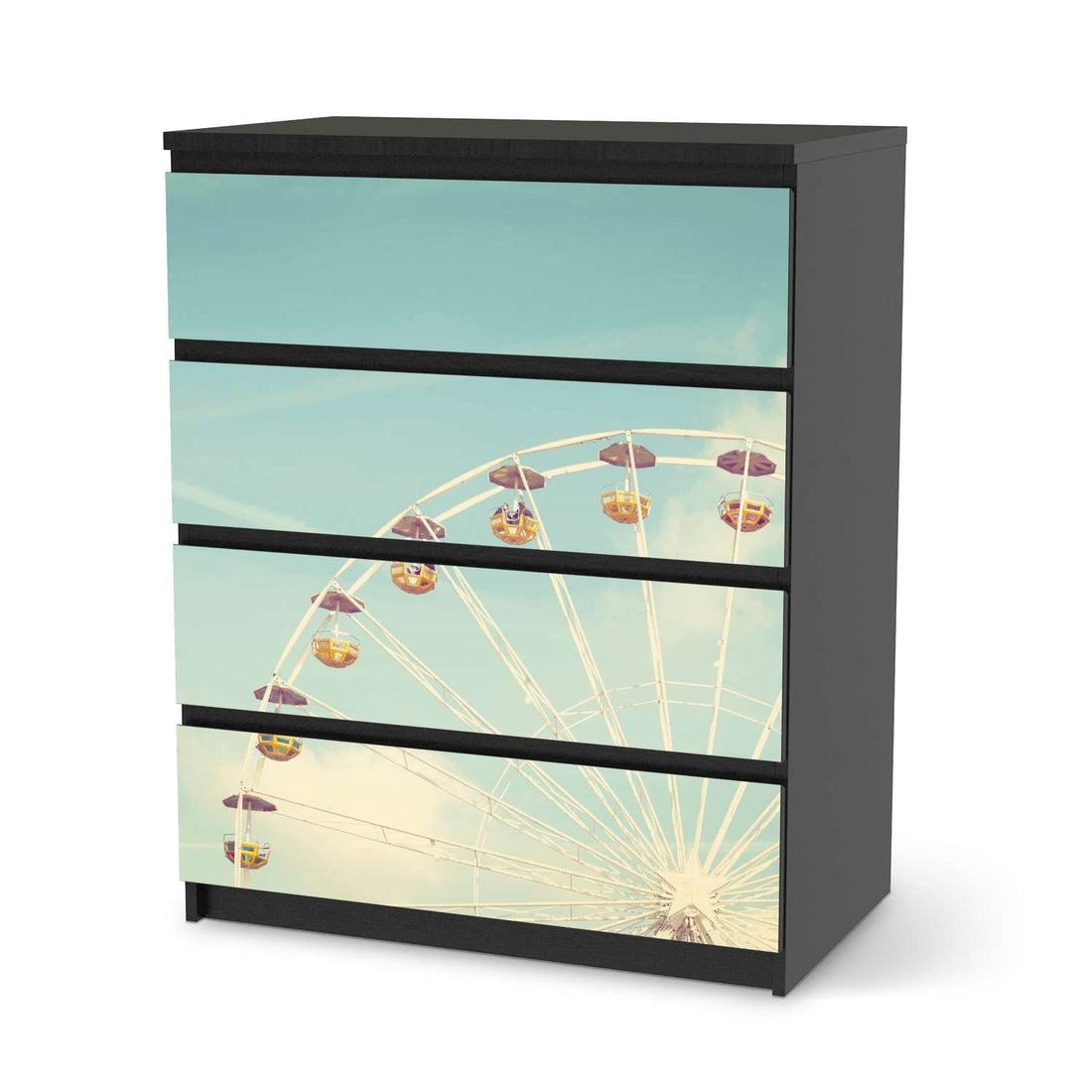 Folie für Möbel Merry go round - IKEA Malm Kommode 4 Schubladen - schwarz