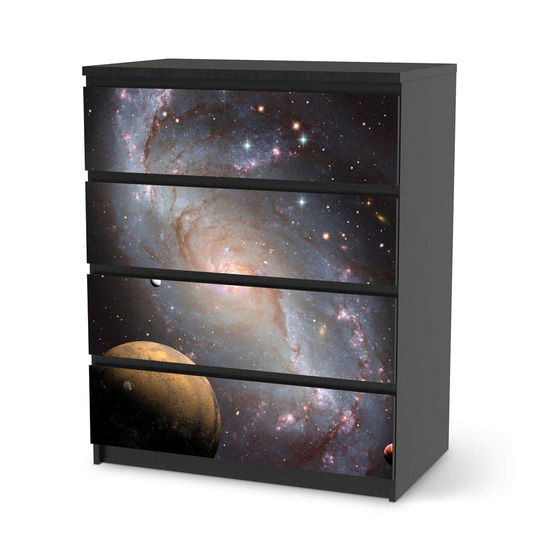 Folie für Möbel Milky Way - IKEA Malm Kommode 4 Schubladen - schwarz