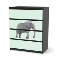Folie für Möbel Origami Elephant - IKEA Malm Kommode 4 Schubladen - schwarz