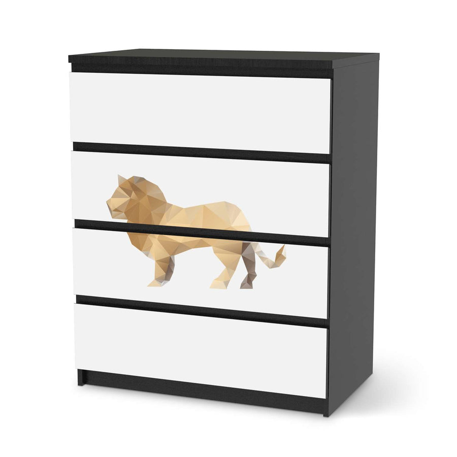 Folie für Möbel Origami Lion - IKEA Malm Kommode 4 Schubladen - schwarz