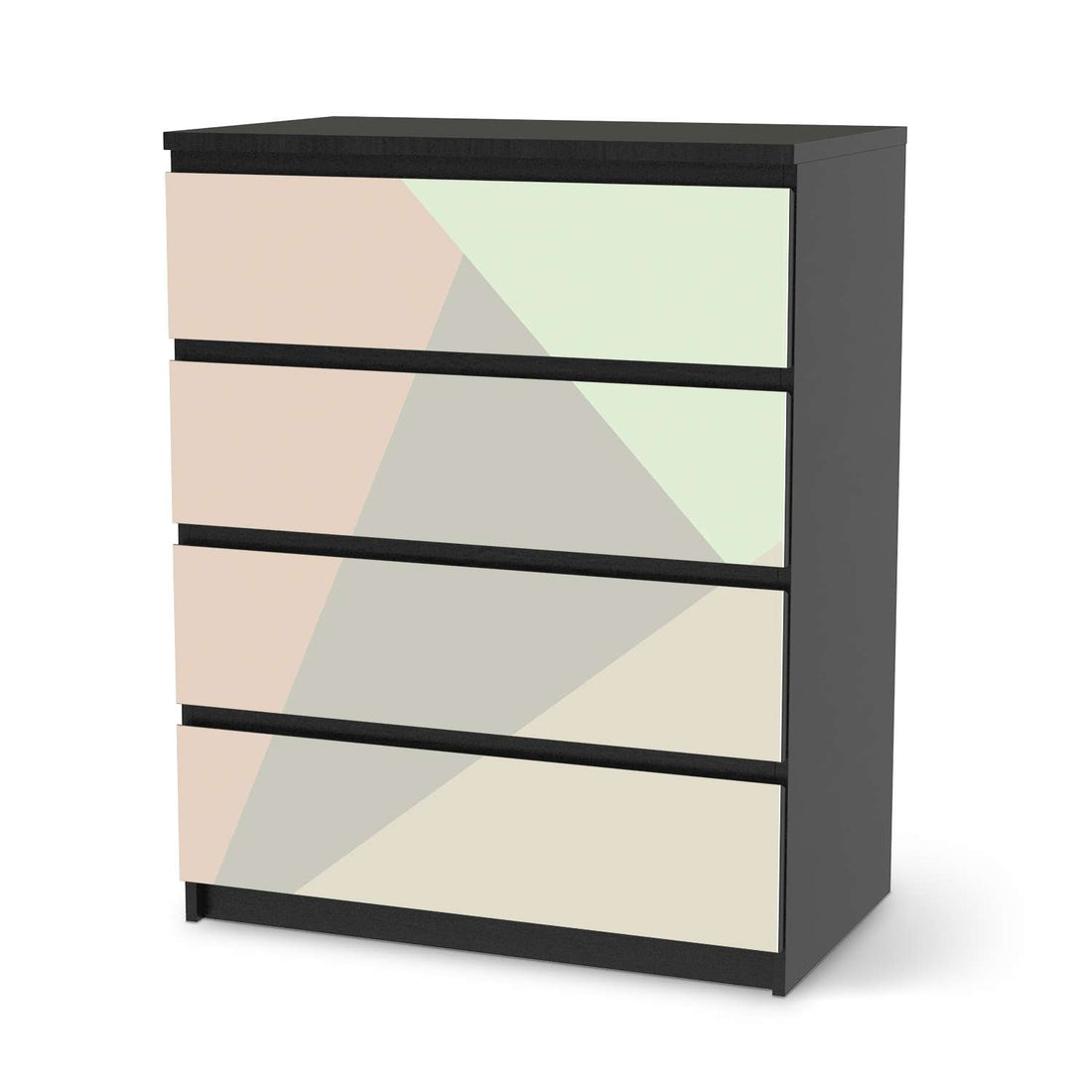 Folie für Möbel Pastell Geometrik - IKEA Malm Kommode 4 Schubladen - schwarz