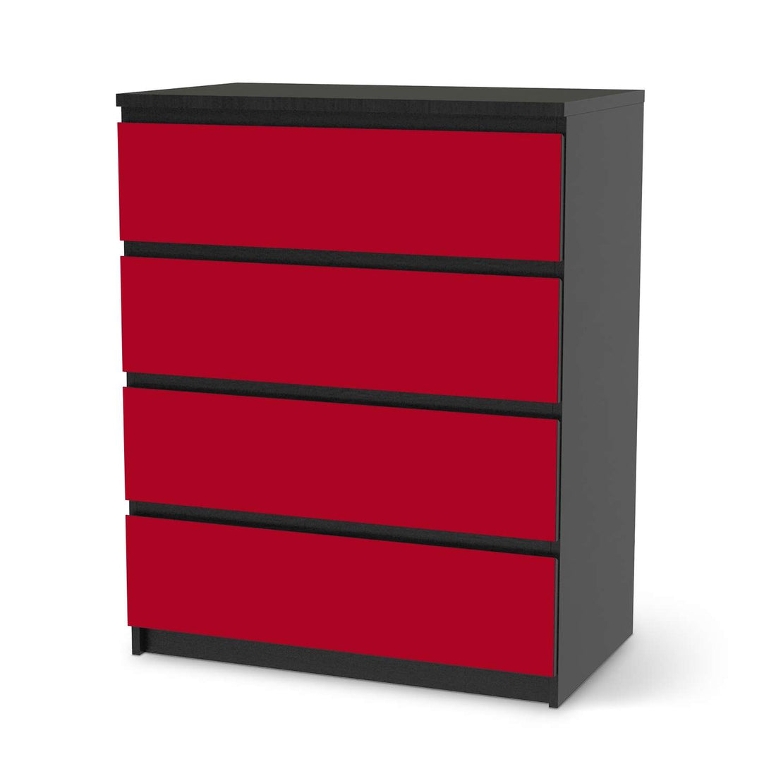Folie für Möbel Rot Dark - IKEA Malm Kommode 4 Schubladen - schwarz