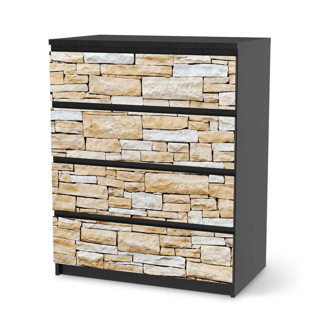Folie für Möbel Sandstein - IKEA Malm Kommode 4 Schubladen - schwarz