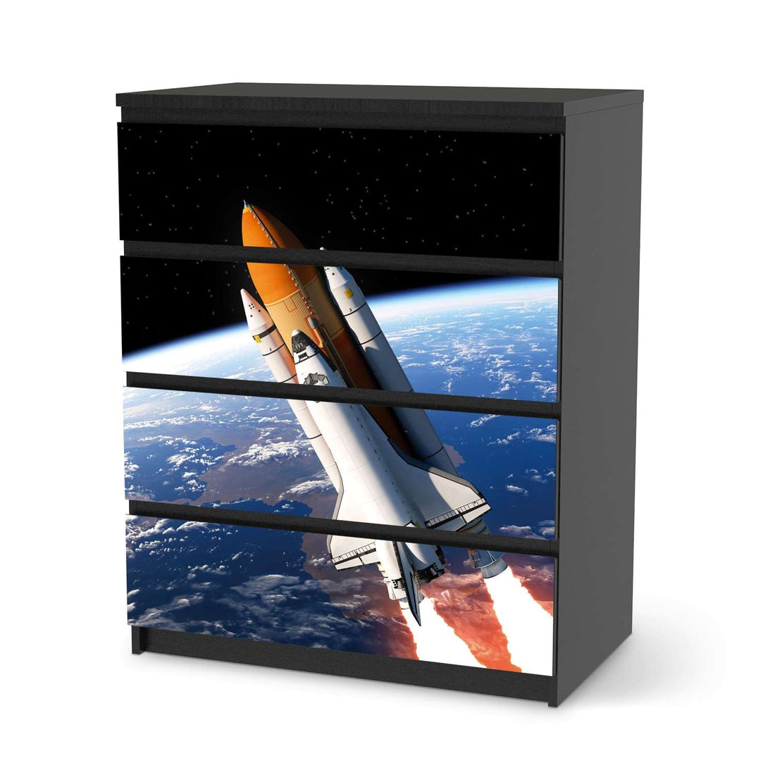 Folie für Möbel Space Traveller - IKEA Malm Kommode 4 Schubladen - schwarz